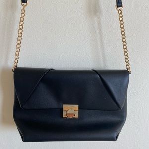 A New Day Cross-body Black purse, Gold Chain